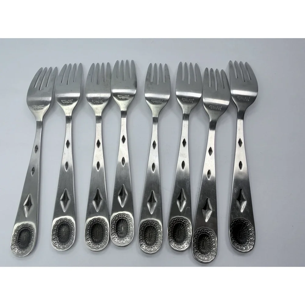 Wallace Taos Stainless Steel Dinner Forks Set Of 8 China 18/10 Southwest